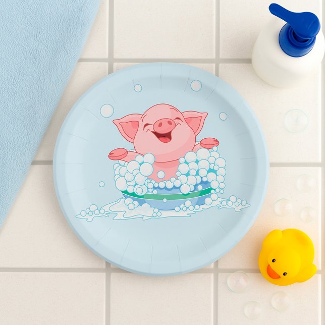 Assiettes En Carton Piglet Taking A Bath Paper Plates (Créateur téléchargé)