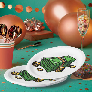 Assiettes En Carton Pile d'argent avec pièces de monnaie