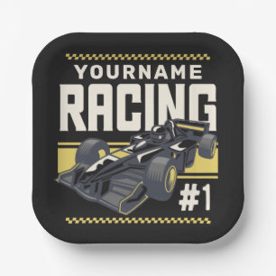 Assiettes En Carton Pilote de voiture de course rapide de l'équipe de 