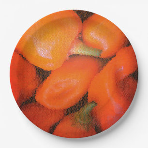 Assiettes En Carton Piment mexicain Poivrons Orange épicé sud-ouest