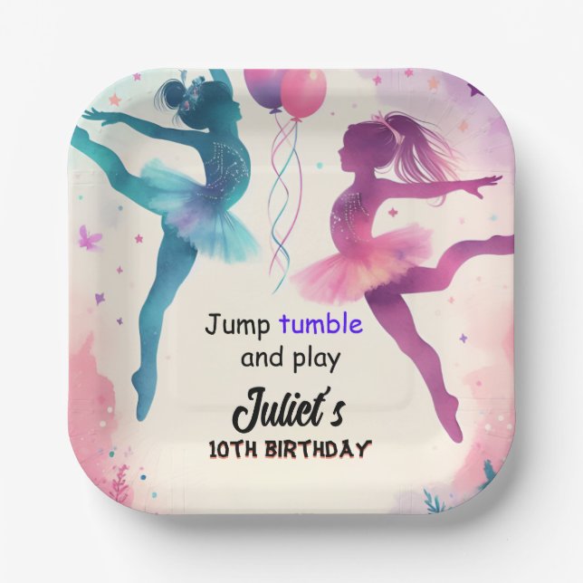 Assiettes En Carton Pin moderne mignon Jump fille gymnastique 10e anni (Recto)