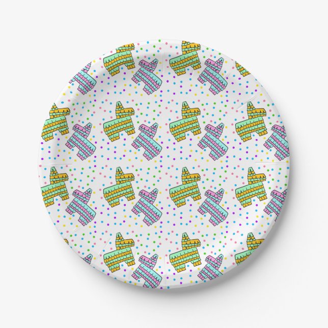 Assiettes En Carton Piñatas et confettis (Devant)