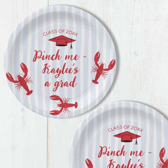 Assiettes En Carton Pinch Me Crawfish & Casquette 2025 Graduation Part (Pinch Me Crawfish & Cap 2025 Graduation Party Paper Plates)