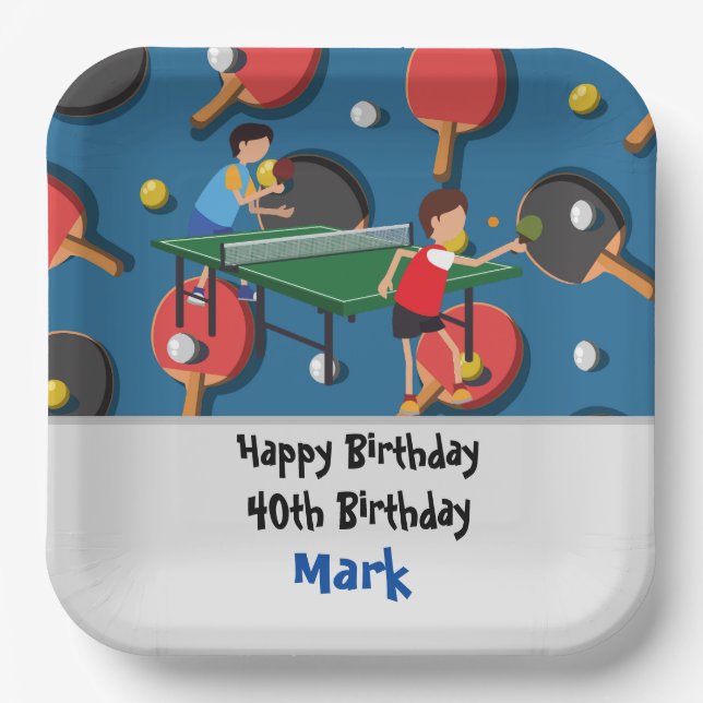 Assiettes En Carton Ping pong Table Tennis Carte Anniversaire (Recto)