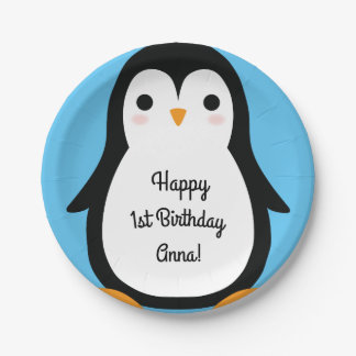 Assiettes En Carton Pingouin mignon Plaques d'hiver 1er anniversaire