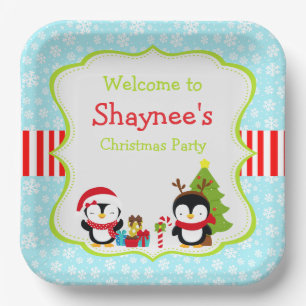 Assiettes En Carton Pingouins mignons d'hiver