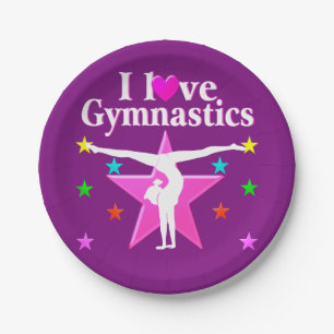 ASSIETTES EN CARTON PINK AND PURPLE I LOVE GYMNASTICS