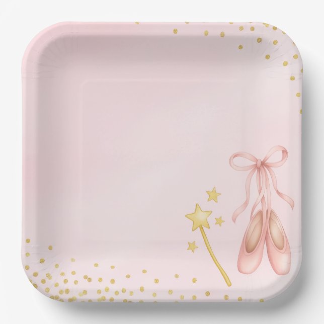 Assiettes En Carton Pink Ballerina Baby Shower Paper Plates (Recto)