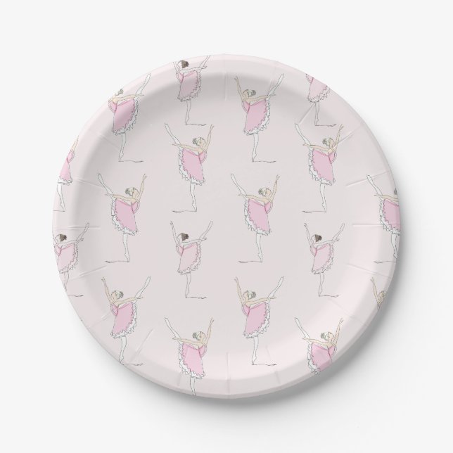 Assiettes En Carton Pink Ballerina Pink Petits Plaques Papier (Devant)