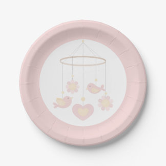 Assiettes En Carton Pink Birds Nesting Party