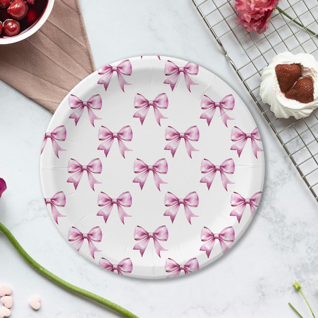 Assiettes En Carton Pink Bow Ribbon Baby Shower (Créateur téléchargé)