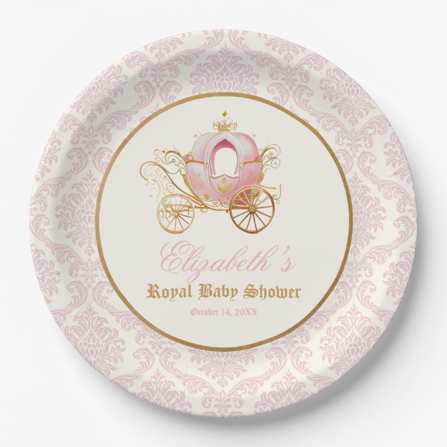 Assiettes En Carton Pink Carrie Princess Fairytale Baby shower (Devant)