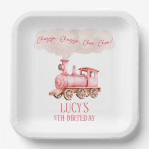Assiettes En Carton Pink Chugga Choo Choo Train Vintage fête d'anniver