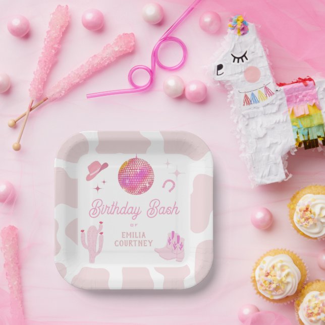 Assiettes En Carton Pink Disco Cowgirl Western Rodeo Anniversaire Bash (Fête)