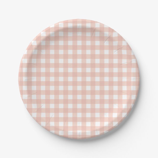 Assiettes En Carton Pink En vichy Plaid Girl Anniversaire (Devant)