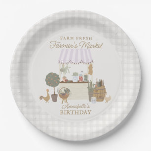 Assiettes En Carton Pink Farmers Market Farm Fête d'anniversaire frais
