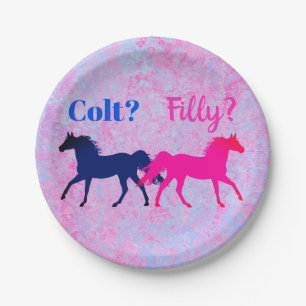 Assiettes En Carton Pink Filly & Colt Bleu Style occidental Révélation