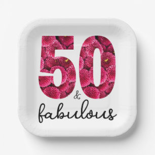 Assiettes En Carton Pink Floral 50 et Fabulous 50th Birthday Party