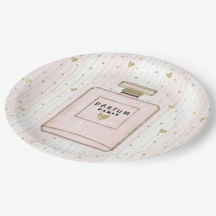 Assiettes En Carton Pink & Gold Hearts Paris Parfum Chic Mode