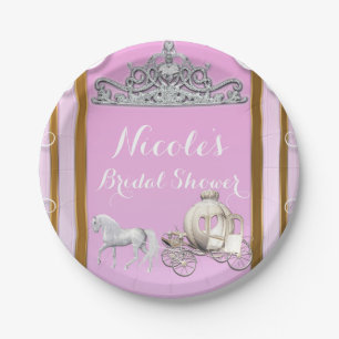 Assiettes En Carton Pink Gold Princess Crown & Carriage Sweet 16 Party