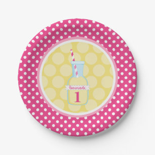 Assiettes En Carton Pink Lemonade Polka Dot 1er Anniversaire