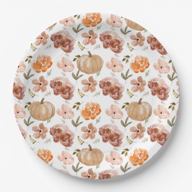 Assiettes En Carton Pink Little Citrouille Plaque en papier Citrouille (Devant)
