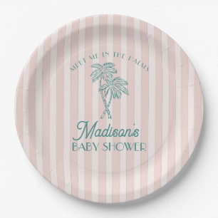 Assiettes En Carton Pink Palm Spring Pastel Beach Baby shower