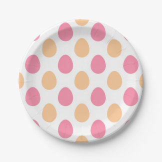 Assiettes En Carton Pink Peach Easter Eggs Spring Paper Plates