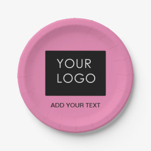 Assiettes En Carton Pink Personnalisable Business Ajouter un logo