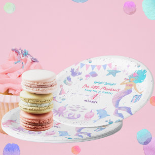 Assiettes En Carton Pink Purple 1ère Filles Whimsical Sirène Anniversa
