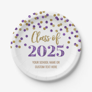 Assiettes En Carton Pink Purple Confetti Graduation 2025
