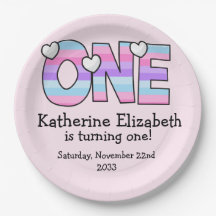 Pink Purple Ombre Grille Coeurs Premier anniversai