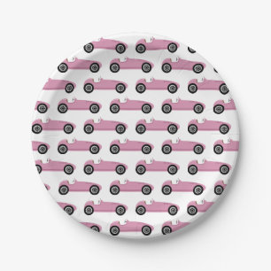 Assiettes En Carton Pink Race Car Girl Racing Anniversaire
