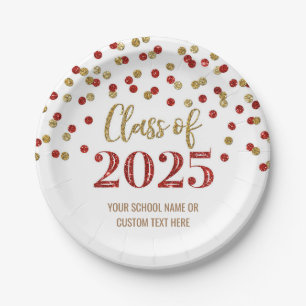 Assiettes En Carton Pink Red Confetti Graduation 2025