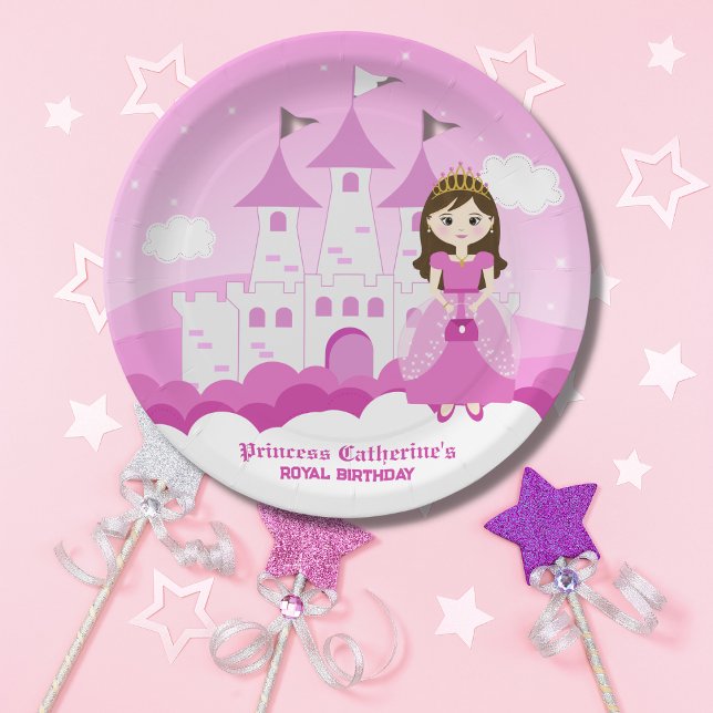 Assiettes En Carton Pink Royal Princess Castle Girl Anniversaire (Créateur téléchargé)