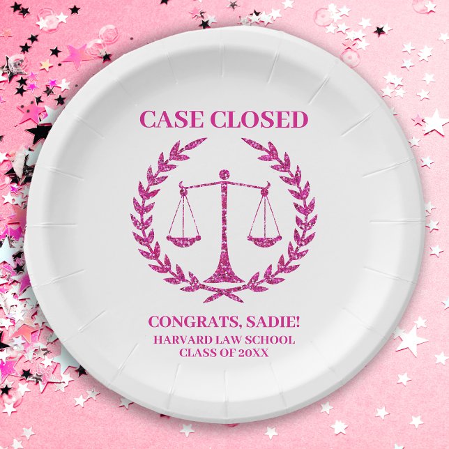 Assiettes En Carton Pink Sparkle Aesthétique Law School Graduation Par (Créateur téléchargé)