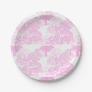 Assiettes En Carton Pink Toile Jungle Animaux Safari Chinoiserie