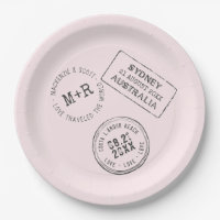 Pink Travel Theme Passeport Stamp Mariage personna