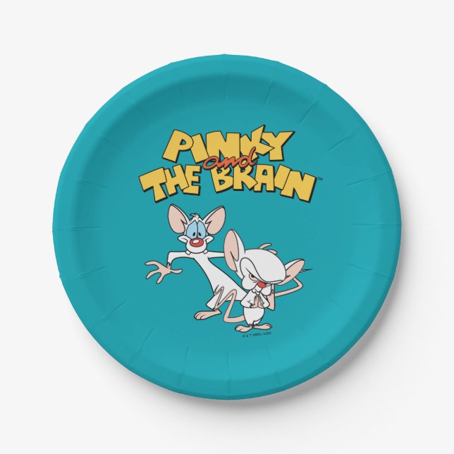 Assiettes En Carton Pinky et le cerveau | Afficher le logo (Devant)
