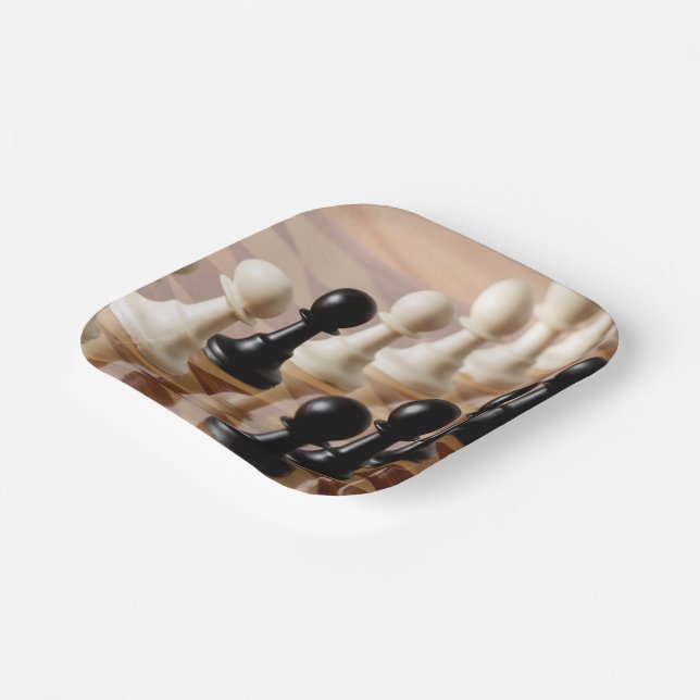 Assiettes En Carton Pions sur le tableau d'échecs (Angulaire)