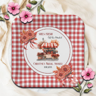 Assiettes En Carton Pique-nique champêtre en vichy pour la douche de l