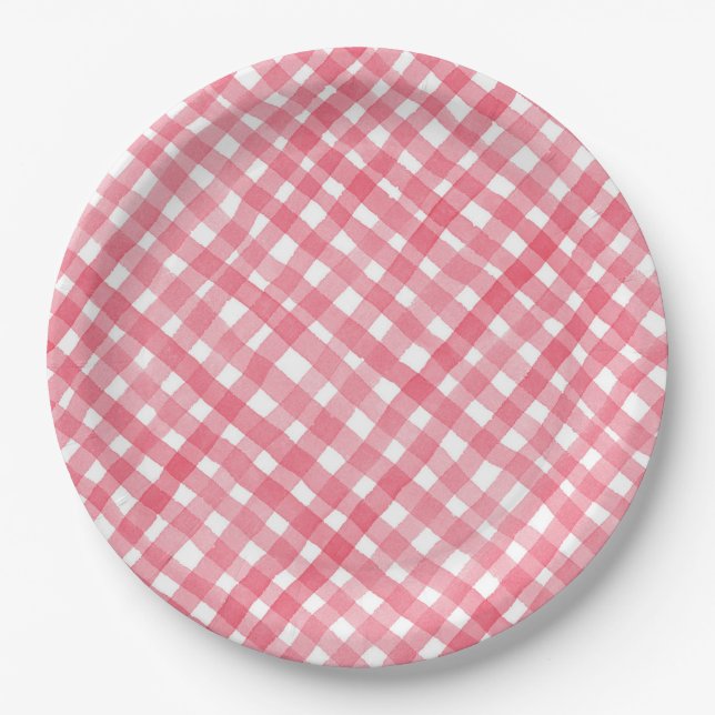 Assiettes En Carton Pique-nique d'aquarelle rouge (Devant)