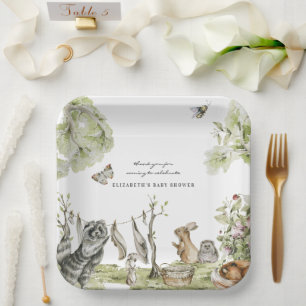 Assiettes En Carton Pique-nique de Woodland   Baby shower Animaux fore