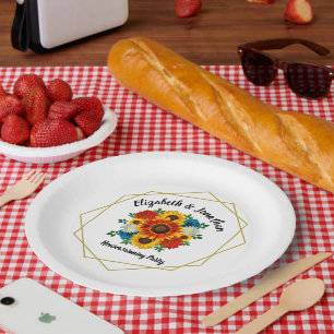 Assiettes En Carton Pique-nique d'été Fleur géométrique