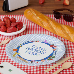 Assiettes En Carton Pique-nique Gingham Fête d'anniversaire moderne CU