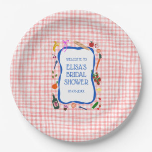 Assiettes En Carton Pique-nique Vichy Moderne Mignon DOUCHE DE MARIÉE 