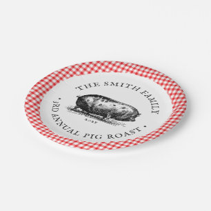 Assiettes En Carton Pique-nique Vintage Pig Roast, événement Famil