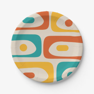 Assiettes En Carton Piquet moderne minimaliste du Midsiècle Turquoise