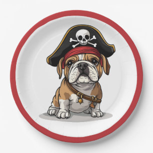 Assiettes En Carton Pirate anglais Bulldog Skull Crossbones