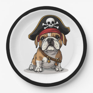 Assiettes En Carton Pirate anglais Bulldog Skull Crossbones